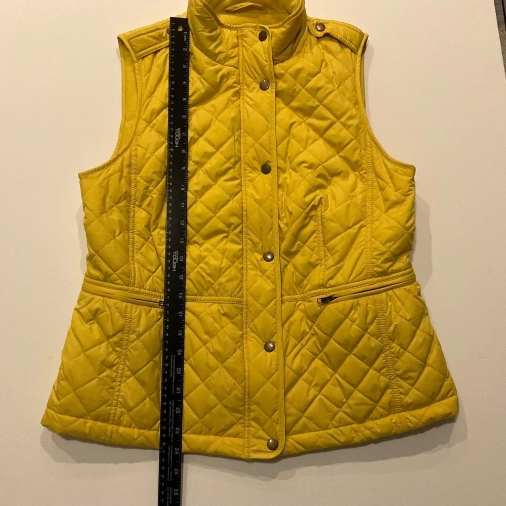 Talbots Quilted Vest Sz M Yellow Fleece Lined Outerwear Equestrian Old Money